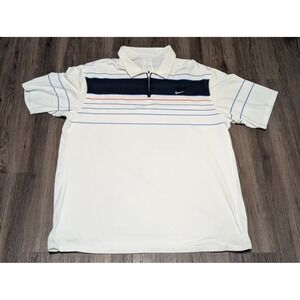 Nike RF Tennis Polo 2007 White with Navy/Teal/Red‎ Stripes Size XXL READ